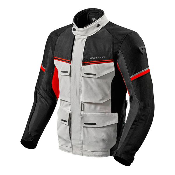 Chaquetas moto REV'IT Outback 3 Plata Rojo