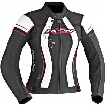 Cazadora moto Ixon Alcyone Black White Fuchsia