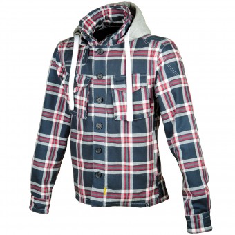 Cazadora moto Booster Hoodie Kevlar Hunt Blue Grey Red