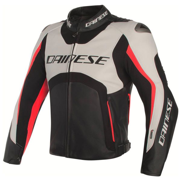 Cazadora moto Dainese Misano D-Air White Black Red Fluo