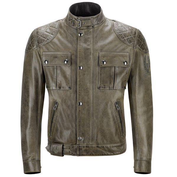 Cazadora moto Belstaff Brooklands Leather Combat Green