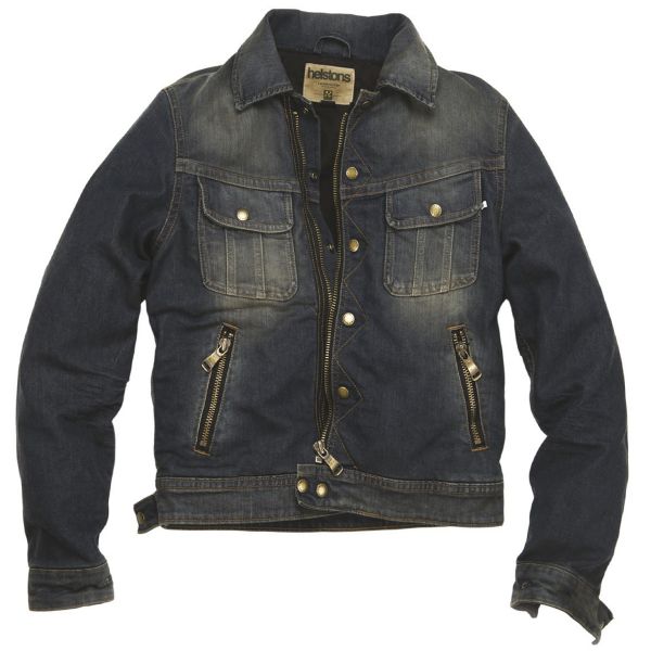 Cazadora moto Helstons Cannonball Cotton Denim Dirty