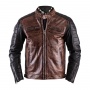 Cazadora moto Helstons Cruiser Leather Rag Camel Black