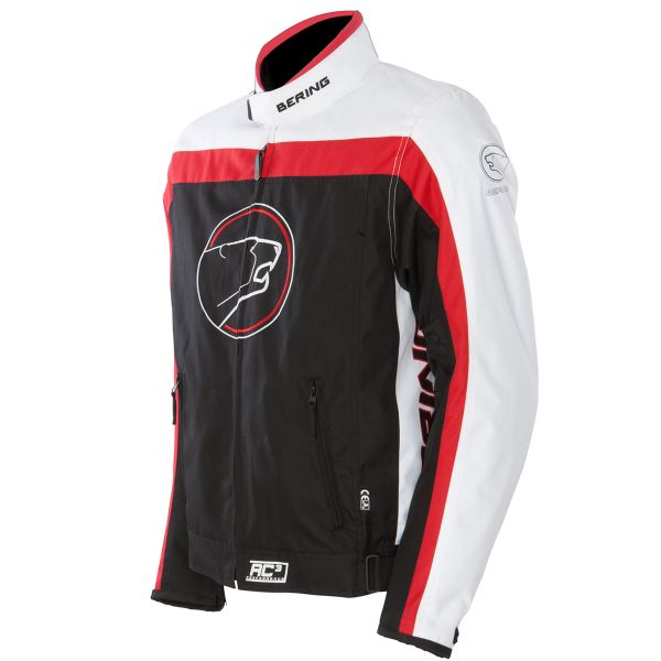 Cazadora moto Bering Dink Negro Blanco Rojo