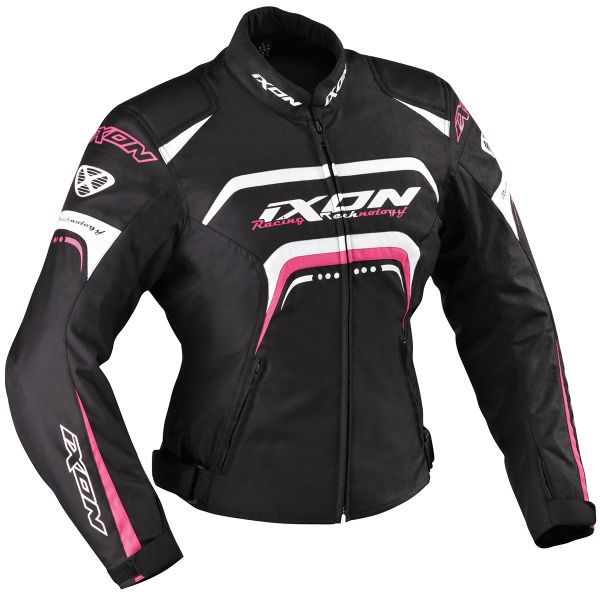 Cazadora moto Ixon Lover Negro Blanco Fushia
