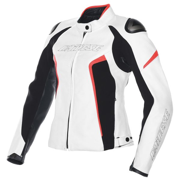 Cazadora moto Dainese Racing D1 Lady White Black Red Fluo Cazadora moto Dainese Racing D1 Lady White Black Red Fluo