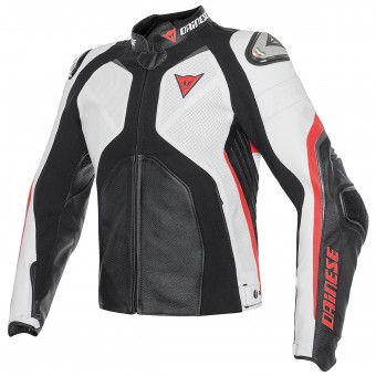Cazadora moto Dainese Super Rider Black White Red Fluo