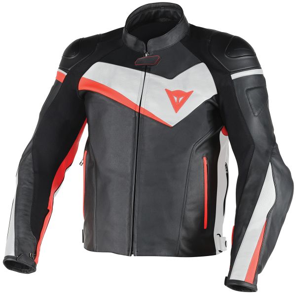 Cazadora moto Dainese Veloster Black White Red Fluo