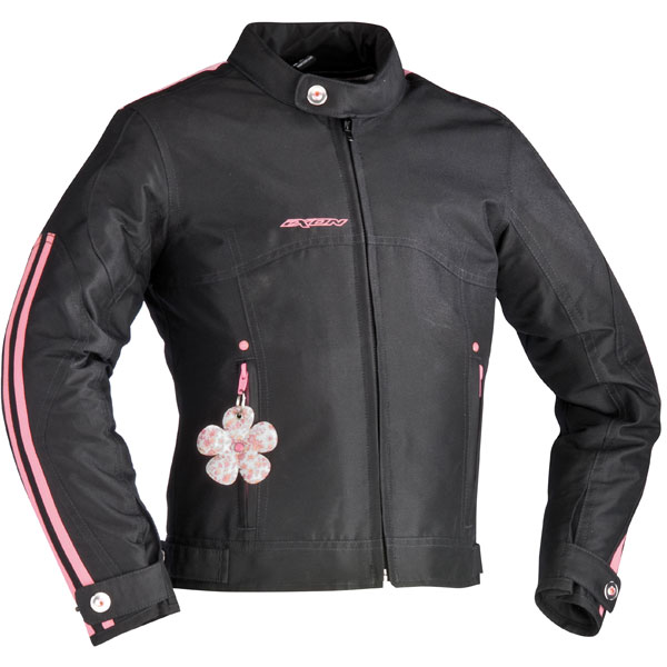 Cazadora moto Ixon Lotus Negro Rosa