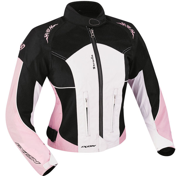 Cazadora moto Ixon Strada Negro Blanco Rosa