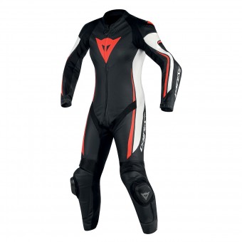 Mono Moto Cuero Dainese Assen 1PC Perf Lady Black White Red Fluo