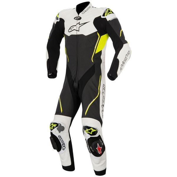 Mono Moto Cuero Alpinestars Atem Suit Black White Yellow Fluo