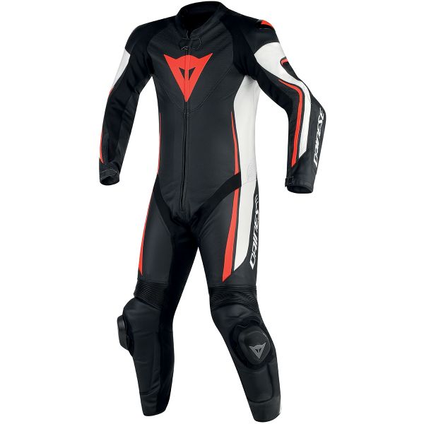 Mono Moto Cuero Dainese Assen 1PC Perf Black White Red Fluo