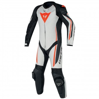 Mono Moto Cuero Dainese Assen 1PC Perf White Black Red Fluo