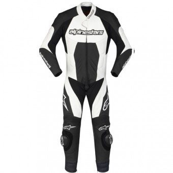 Mono Moto Cuero Alpinestars Carver Negro Blanco