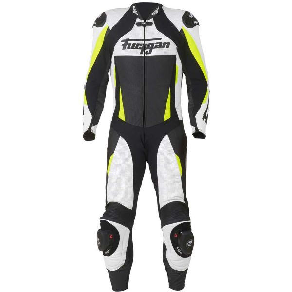 Mono Moto Cuero Furygan Full Apex White Yellow Fluo Black