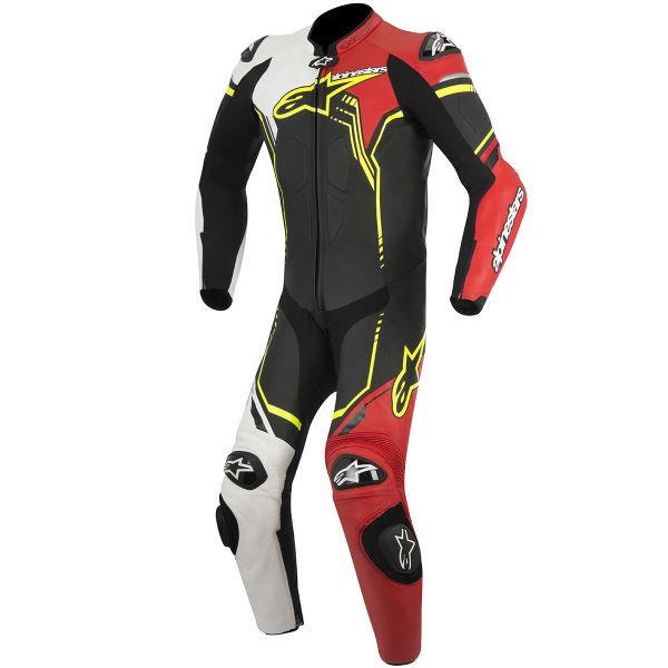 Mono Moto Cuero Alpinestars GP Plus Leather Suit Black White Red Yellow Fluo