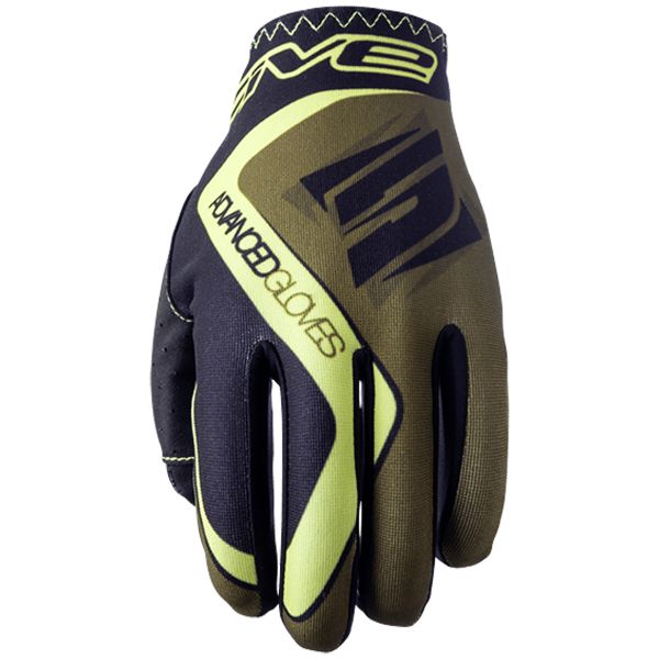 Guantes moto Five MX Practice Kaki Yellow Fluo