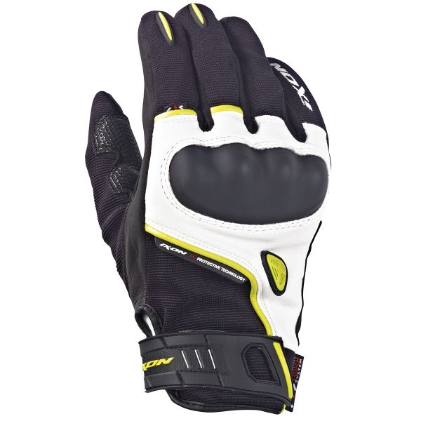 Guantes moto Ixon RS Grip HP Negro Blanco Amarillo Brillante