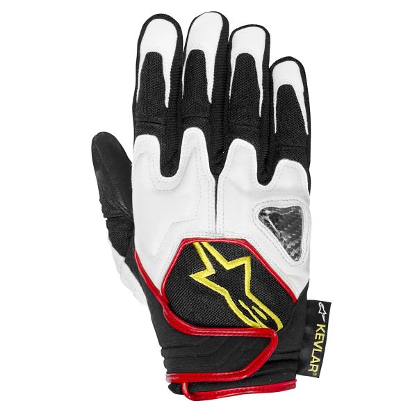 Guantes moto Alpinestars Scheme Kevlar Negro Blanco Amarillo Fluo