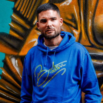 100% Bitume Art Letter Blue Neon Yellow Hoodie