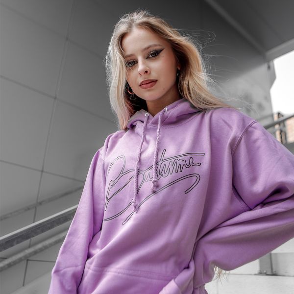 100% Bitume Art Letter Lavender Black Hoodie