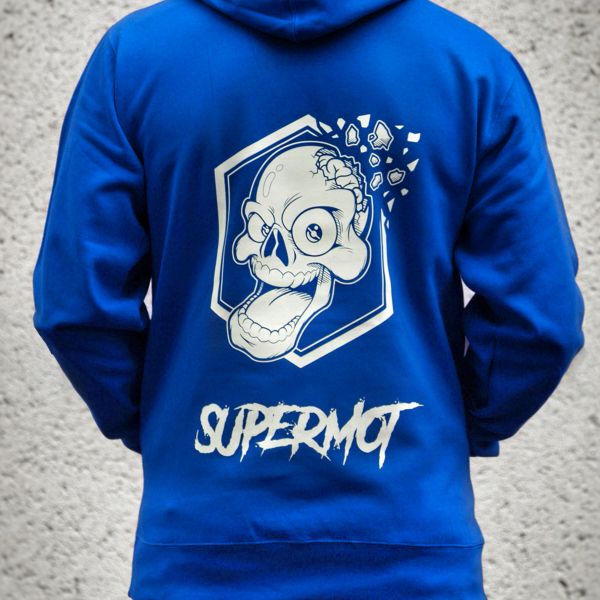 Jerseys Moto Kikaninac Sweat Hoodie Supermot Skull Azul