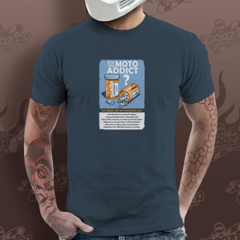 Camisetas Moto Gaaz Moto Addict (Azul Gris)