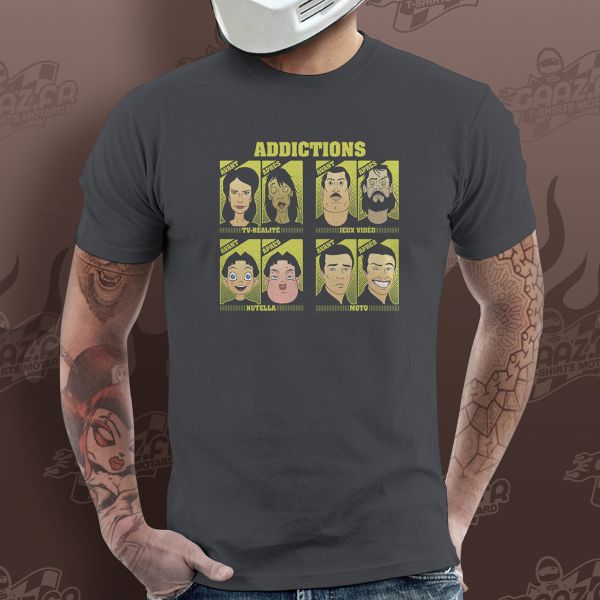 Camisetas Moto Gaaz Addictions (Gris Oscuro)