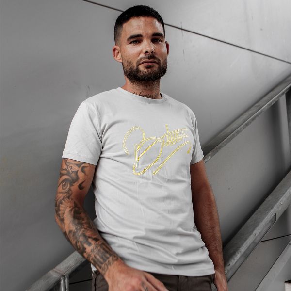 Camisetas Moto 100% Bitume Art Letter Grey Neon Yellow Tee
