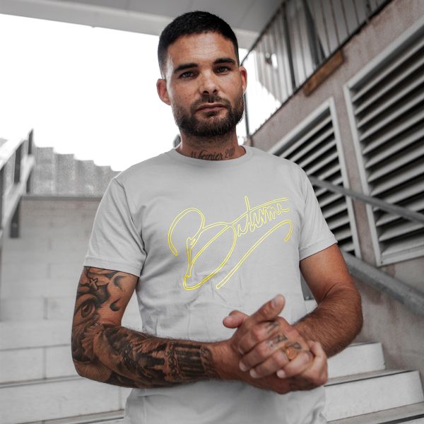 100% Bitume Art Letter Grey Neon Yellow Tee