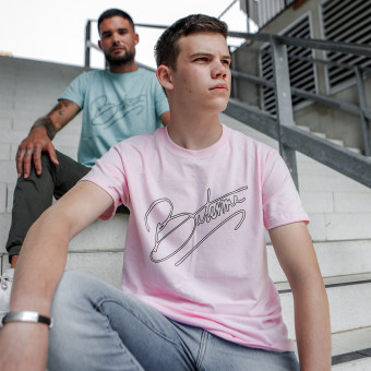 Camisetas Moto 100% Bitume Art Letter Pink Black Tee