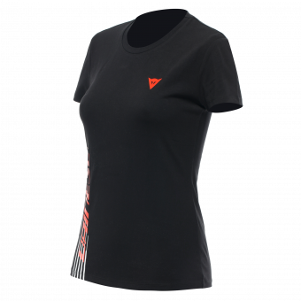 Camisetas Moto Dainese Logo Lady Black Fluo Red