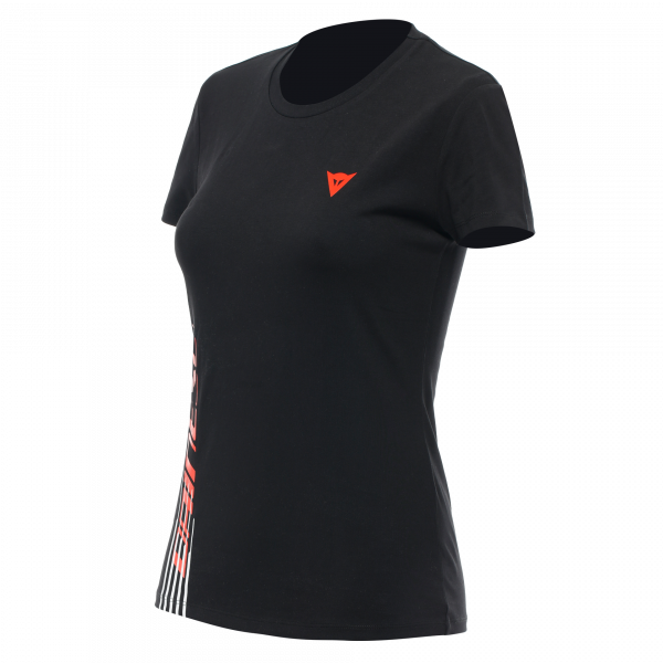 Camisetas Moto Dainese Logo Lady Black Fluo Red Camisetas Moto Dainese Logo Lady Black Fluo Red