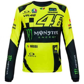 Camisetas Moto VR 46 T-Shirt Manga Larga Monster VR46 Amarillo Fosforescente