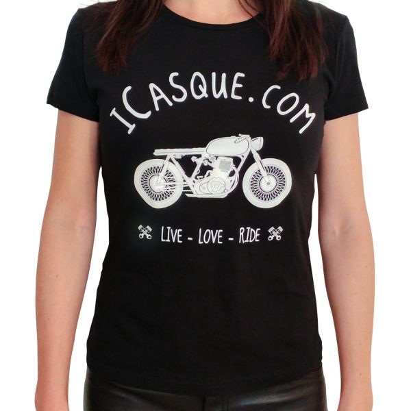 Camisetas Moto iCasque Vintage Tee iCasque Lady Black Camisetas Moto iCasque Vintage Tee iCasque Lady Black