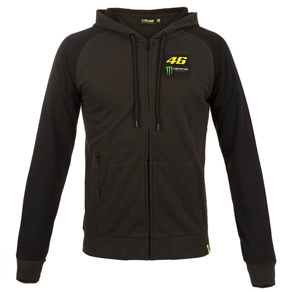 Chaquetas VR 46 Hoodie Zip Dual Monster VR46 Negro Gris