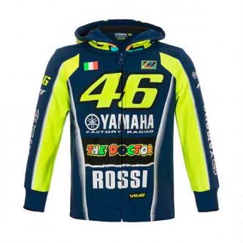 Chaquetas VR 46 Hoodie Zip Kid Racing Yamaha VR46 Azul